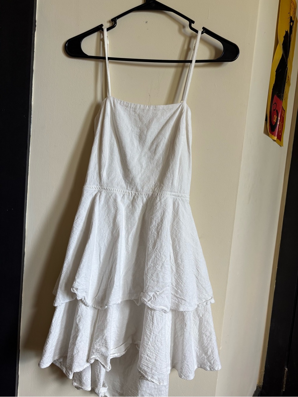 HALARA White Spaghetti-Strap Tiered Mini Dress